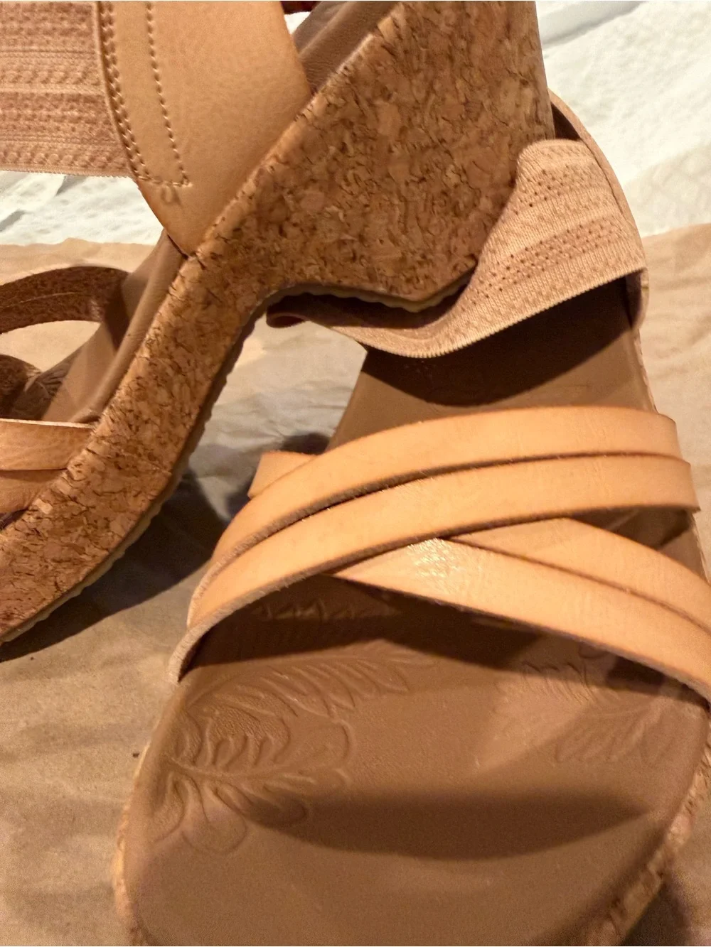 Skechers Women's Tan Strappy Elastic Back Sandals